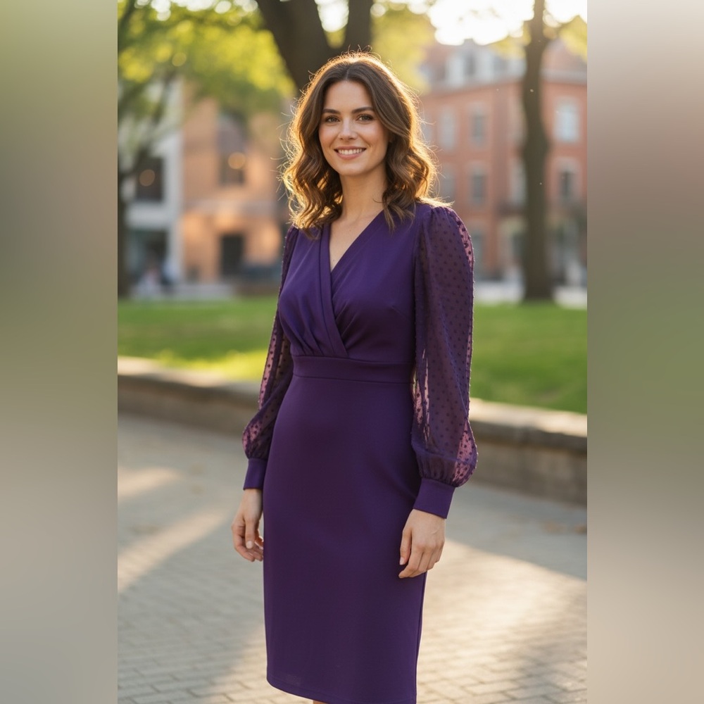 Grace Karin Deep Purple Long Sleeve Dress